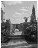 W. R. Dunsmore residence, view towards pergola in rose garden, Los Angeles, circa 1930