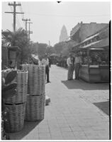 Olvera Street, view of merchants' stands, Los Angeles, 1934