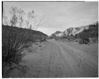 View down dirt road in Red Rock Canyon State Park, California, 1924