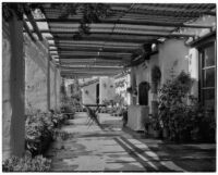 Allied Arts Guild of California, view of pergola-covered terrace, Menlo Park, 1932