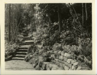 Harvey Mudd residence, hyacinth lined stone pathway, Beverly Hills, 1933