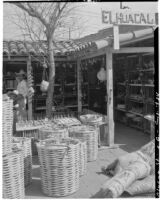 Olvera Street, view of merchants' stands, Los Angeles, 1934