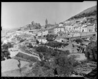 Buildings on a hillside, view from above, Loja, Spain, 1929