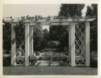 Samuel A. Guiberson residence, view of arbor with benches, Beverly Hills, 1937