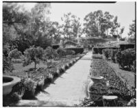 Heberton residence, garden with walkway, Montecito, 1930