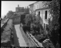 Gardens at the Alhambra, view from an upper walk, Granada, Spain, 1929