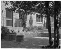 Barton Hepburn residence, patio and house, Beverly Hills, 1935