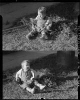 Rosita Dee Cornell sitting in the grass at 13 months, 13 days old, California, 1931