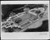 Drawing of garden of prayer, Glen Haven Memorial Park, San Fernando, [1946?]