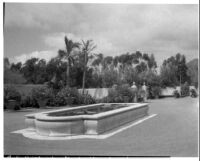 Alfred E. Dieterich residence, view of reflecting pool and lawn, Montecito, 1931