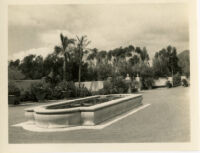 Alfred E. Dieterich residence, view of reflecting pool and lawn, Montecito, 1931