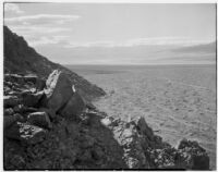 Scenic desert view across completely barren flatland, Death Valley, 1927