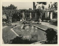 John Percival Jefferson residence, pool with statue of a bacchante by MacMonnies, Montecito, 1931