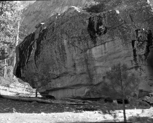 Glacial Moraines, Large Boulder lying atop glacial debris, not recessional moraine behind, also initials "W.B. 1912"