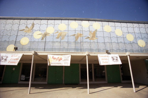 Coronado High School Auditorium mural “Puzzled Pelican"" by John J. Whalen, 1982