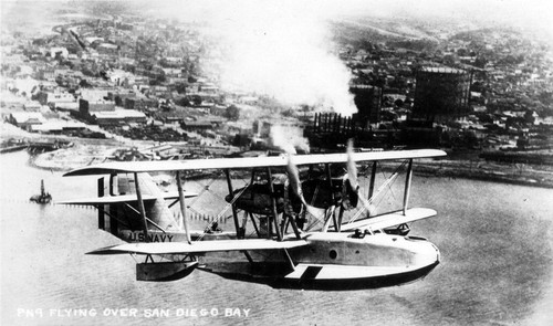 PN-9 in flight over San Diego before the trans-Pacific flight of Commander John Rodgers, 1925