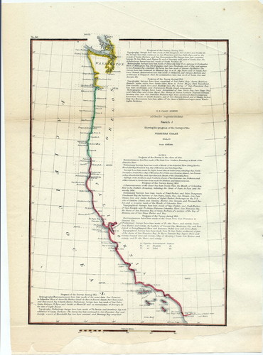 U.S. Coast Survey / A.D. Bache superintendent ; sketch J. showing the progress of the survey of the western coast ; 1849 – 56