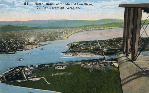 North Island, Coronado and San Diego, California from an Aeroplane, c. 1920 (Postcard)