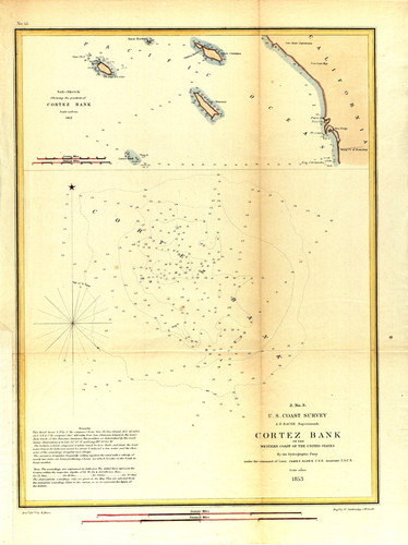 J. no. 3 U.S. Coast Survey A.D. Bache superintend[en]t [cartographic material] : Cortez Bank on the western coast of the United States / by the hydrographic party under the command of Lieut. James Alden U.S.N. Assist. U.S.C.S