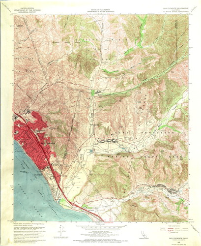 United States Department of the Interior Geological Survey, State of California, Department of Water Resources; San Clemente Quadrangle, California, 7.5 Minute Series, Topographic, ca. 1968