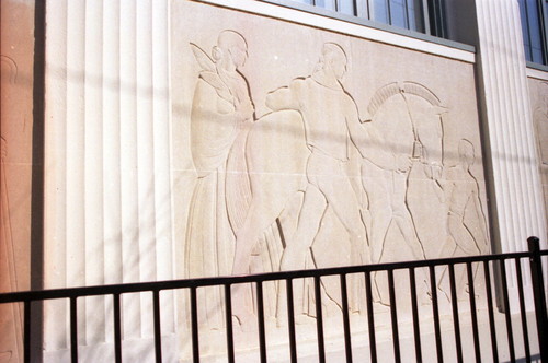 The Legend of California bas relief by Donal Hord, from left to right image of third panel