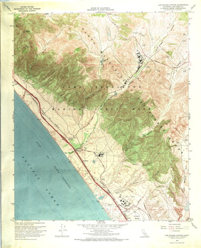 United States Department of the Interior Geological Survey, State of California, Department of Water Resources; Las Pulgas Canyon Quadrangle, California – San Diego County, 7.5 Minute Series, Topographic, ca. 1968. Includes Camp Pendleton Area