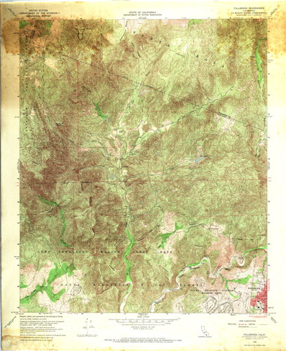 United States Department of the Interior Geological Survey, State of California, Department of Water Resources; Fallbrook Quadrangle, California, 7.5 Minute Series, Topographic, ca. 1968 Includes Camp Pendleton and Naval Weapons Station