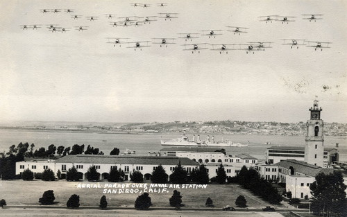 Aerial Parade over Naval Air Station San Diego, Calif. c. 1930 (Postcard)