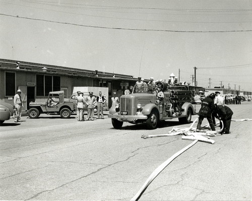 Coronado Fire Department and Naval Air Station Fire Department training exercise at Naval Air Station North Island. c. 1946