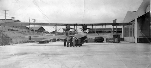 F-5-L seaplane outside a hanger on Naval Air Station North Island, c. 1921