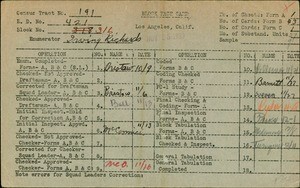 WPA block face card for household census (block 316) in Los Angeles County