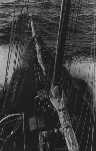 Bow of R/V E.W. Scripps underway. Gulf of California Expedition, 1940