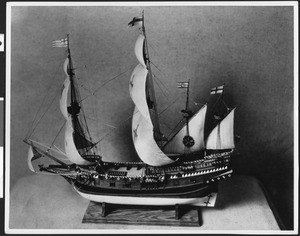 Model of a galleon sailing ship, ca.1900