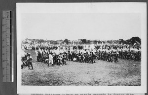 Military assembled before parade, Guangzhou, Guangdong, China, 1925