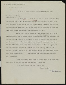 W.H. Lewis, letter, 1918-02-11, to Hamlin Garland