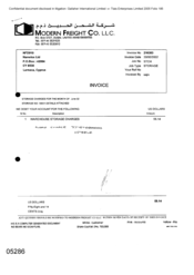 [Invoice for storage charges from Modern Freight Co LLC to Namelex Ltd regarding storage charges]