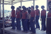 Peoples Temple Members Singing in Pavilion, Jonestown, Guyana