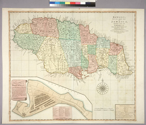Bowles's New One-Sheet Map of Jamaica, Divided into its Parishes, &c. from the Actual Surveys of Sheffield and others