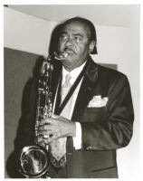 Benny Golson playing the tenor sax in Los Angeles [descriptive]