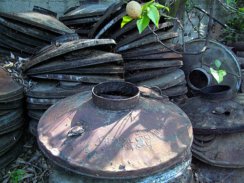 Stacks of smudgepot bowls and bowl lids