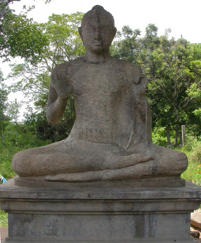 Monastery: Seated Buddha statue: Virāsana: Abhaya mudra: Nunnery