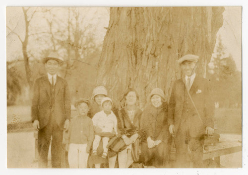 People in front of tree