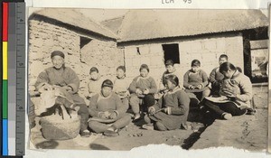 Girl orphans with their matron, Haizhou, China, ca.1925