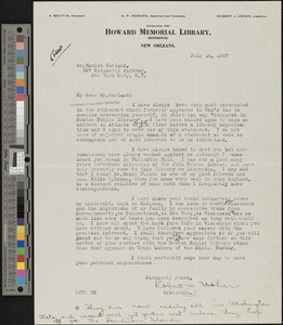 Robert James Usher, letter, 1927-07-14, to Hamlin Garland