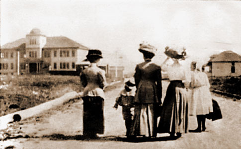 Families Walking to Cornell School