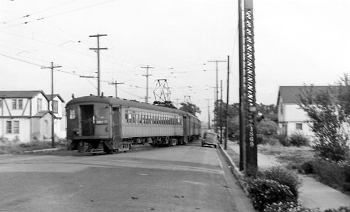 Red train on Jackson Street