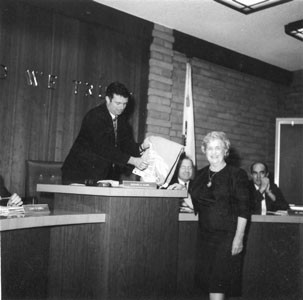 Mayor Dick Clark in new City Council chambers