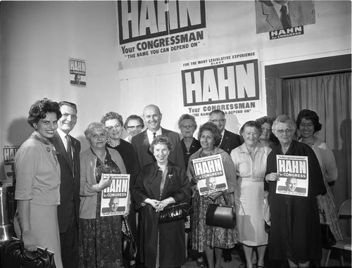 Hahn and supporters, Los Angeles, 1962