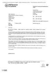 [Letter from Sharon Tapley to Gary Lawrinson regarding request for cigarette analysis, witness statement and customer information]
