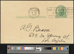 Hamlin Garland, postcard, 1935-09-15, to A. Gaylord Beaman